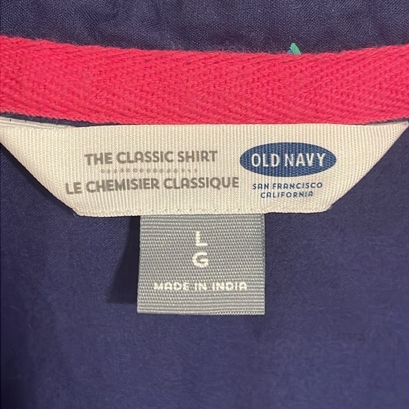 Old Navy Women Button Front Top Large Blue 100% Cotton Large Classic Preppy - Picture 7 of 12